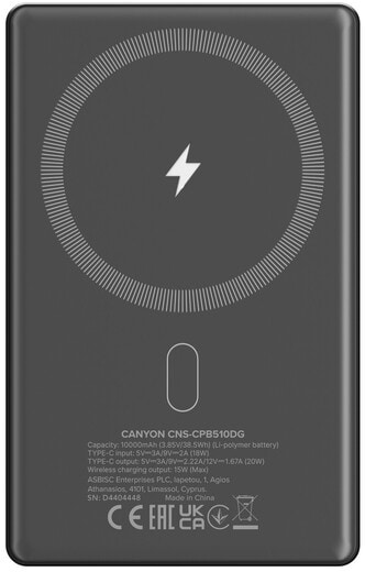 Фото - Батарея мобильная Canyon OnPower 510 slim Magsafe 10000 mAh PD20W Dark Grey (CNS-CPB510DG)