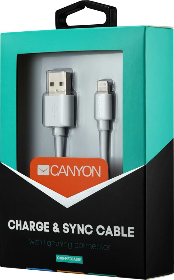 Фото - Кабель синхронизации данных Canyon MFI Cable certified by Apple 1m White (CNS-MFICAB01W)
