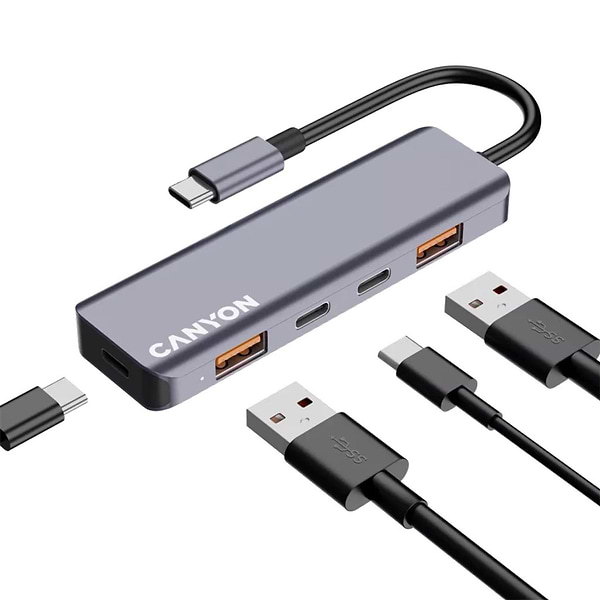 Фото - Хаб USB Canyon DS-18 5in1 USB-C Grey (CNS-TDS18)