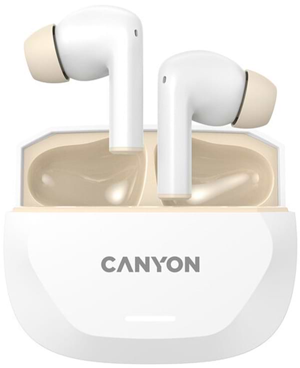 Фото - Наушники вкладыши беспроводные TWS Canyon Hexagon 7 TWS ANC+ENC Wireless Charge White Beige (CNS-TWS7WB)