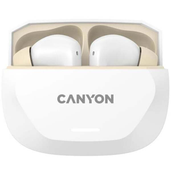 Фото - Наушники вкладыши беспроводные TWS Canyon Hexagon 7 TWS ANC+ENC Wireless Charge White Beige (CNS-TWS7WB)