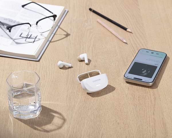 Фото - Наушники вкладыши беспроводные TWS Canyon Hexagon 7 TWS ANC+ENC Wireless Charge White Beige (CNS-TWS7WB)