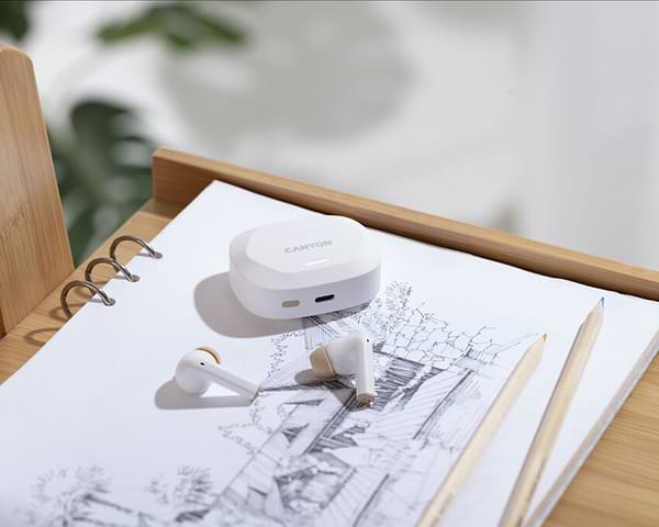 Фото - Наушники вкладыши беспроводные TWS Canyon Hexagon 7 TWS ANC+ENC Wireless Charge White Beige (CNS-TWS7WB)