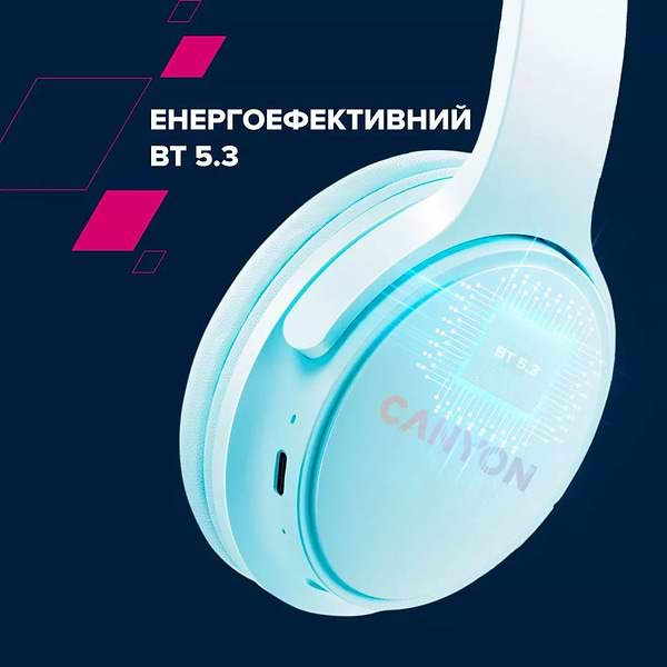 Фото - Навушники накладні бездротові Canyon OnRiff 4 Bluetooth Blue (CNS-CBTHS4BL)