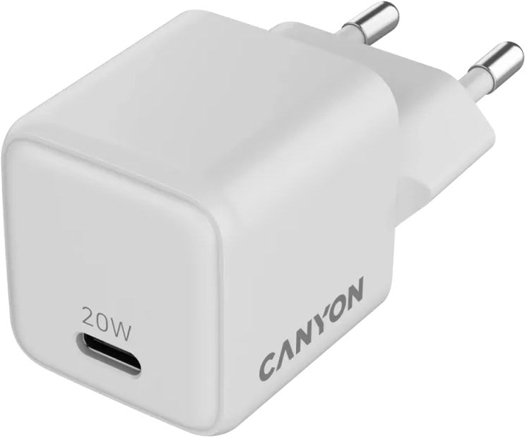 Сетевое зарядное устройство Canyon CU20C GaN 20W 1xPD White (CNS-CUW20C)