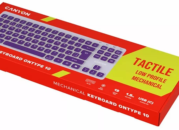 Фото - Клавіатура дротова Canyon OnType 10 TKL Mechanical Silent Low-profile Violet (CNS-HKB10V)