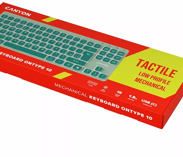 Фото - Клавіатура дротова Canyon OnType 10 TKL Mechanical Silent Low-profile Green (CNS-HKB10GR)