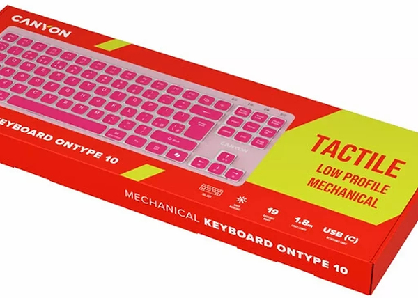 Фото - Клавіатура дротова Canyon OnType 10 TKL Mechanical Silent Low-profile Pink (CNS-HKB10P)