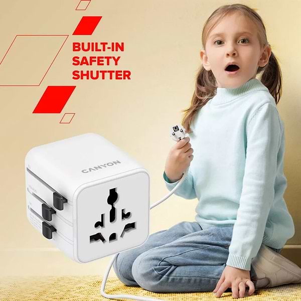 Фото - Мережевий зарядний пристрій Canyon OnTour One Travel Adapter EU/UK/US/AUS White (CNS-TA1005W)