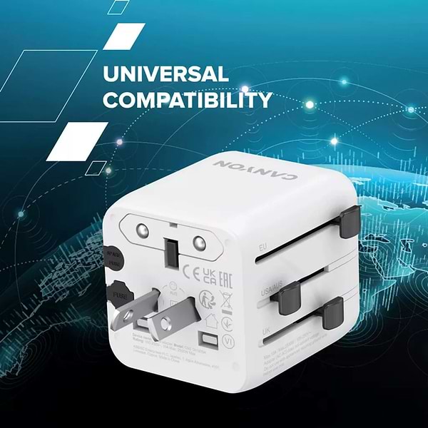Фото - Мережевий зарядний пристрій Canyon OnTour One Travel Adapter EU/UK/US/AUS White (CNS-TA1005W)