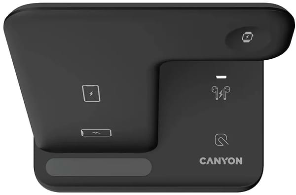 Фото - Бездротовий зарядний пристрій Canyon WS-302 3 в 1 QI Black (CNS-WCS302B)