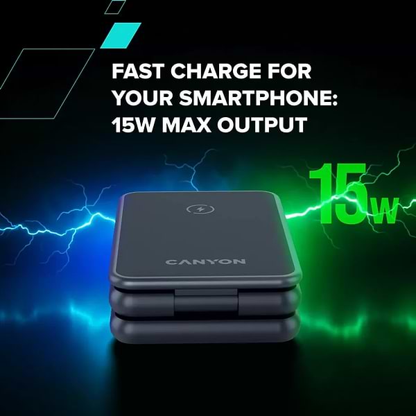 Фото - Беспроводное зарядное устройство Canyon OnCharge 309 15W 3in1 Metal (CNS-WCS309M)
