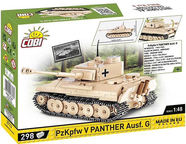 Фото - Пластиковый конструктор Cobi Вторая Мировая Война Танк Panzer V Пантера 298 деталей (COBI-2713)