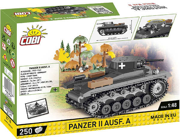 Фото - Пластиковый конструктор Cobi Вторая Мировая Война Танк Panzer II 250 деталей (COBI-2718)