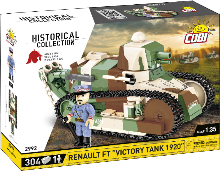 Пластиковий конструктор Cobi Перша Світова Війна Танк Рено FT-17 Перемога 304 деталей (COBI-2992)