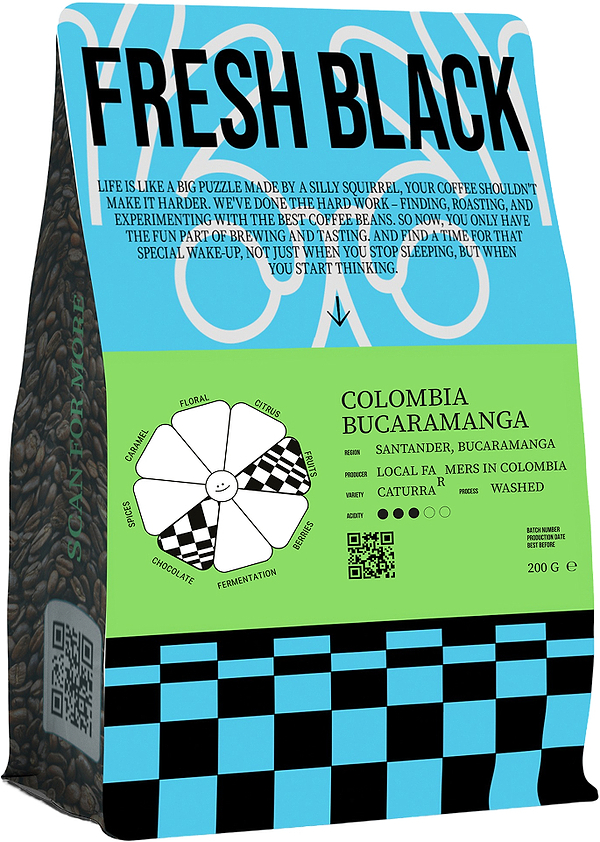 Фото - Кава в зернах Fresh Black mono Colombia Bucaramanga espresso 200г