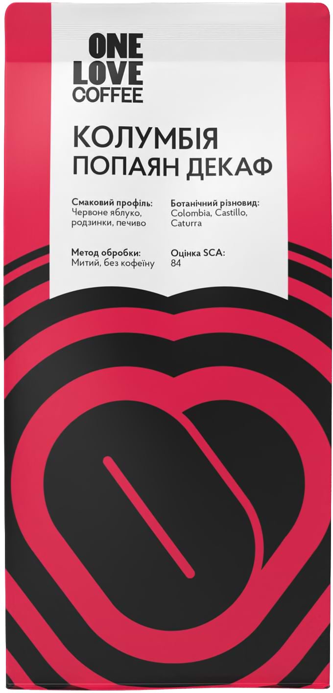 Кофе в зернах One Love обжаренный без кофеина Colombia Decaf, 250 г