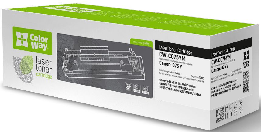 Картридж для лазерних принтерів/БФП Colorway CANON (075Y) MF664Cdw/MF667Cdw/LBP646Cdw/LBP647Cdw, yellow (CW-C075YM)