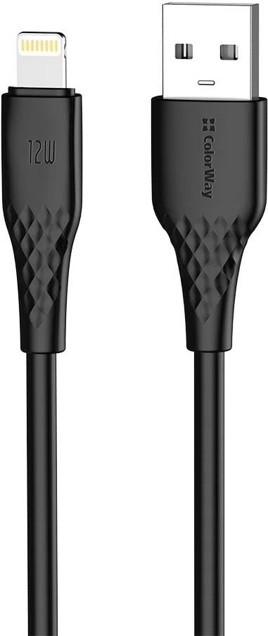 Кабель Colorway USB - Apple Lightning (textured PVC) 3А 1м Black (CW-CBUL094-BK)