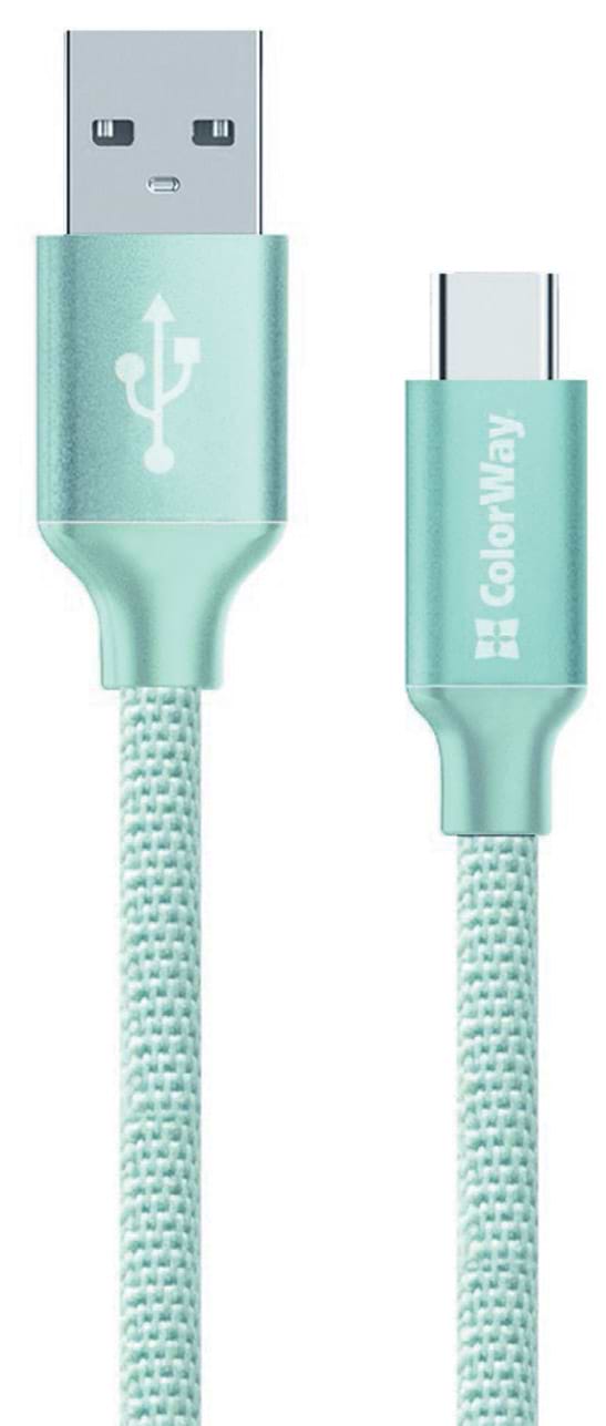 Кабель синхронизации данных Colorway USB-USB Type-C 1m Mint (CW-CBUC003-MT) - Фото 1