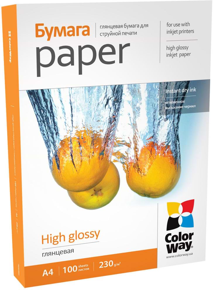 Фотобумага А4 Colorway 230г/м A4 PG230-100 Глянцевая (PG230100A4)
