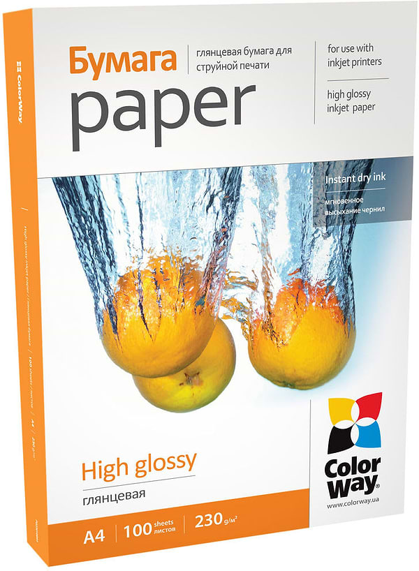 Фото - Фотобумага А4 Colorway 230г/м A4 PG230-100 Глянцевая (PG230100A4)