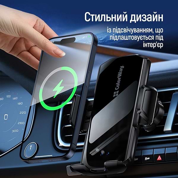 Фото - Автотримач з бездротовою зарядкою Colorway FlameGrip 15W Black (CW-CHAW070Q-BK)