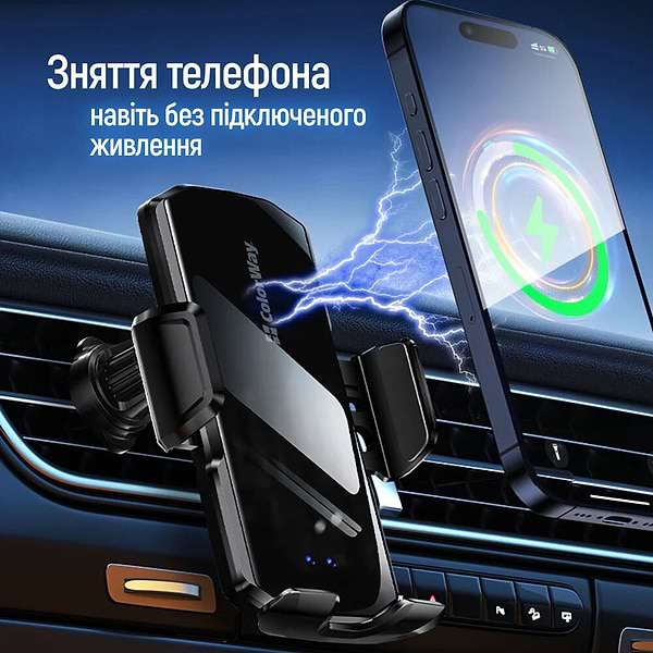 Фото - Автотримач з бездротовою зарядкою Colorway FlameGrip 15W Black (CW-CHAW070Q-BK)