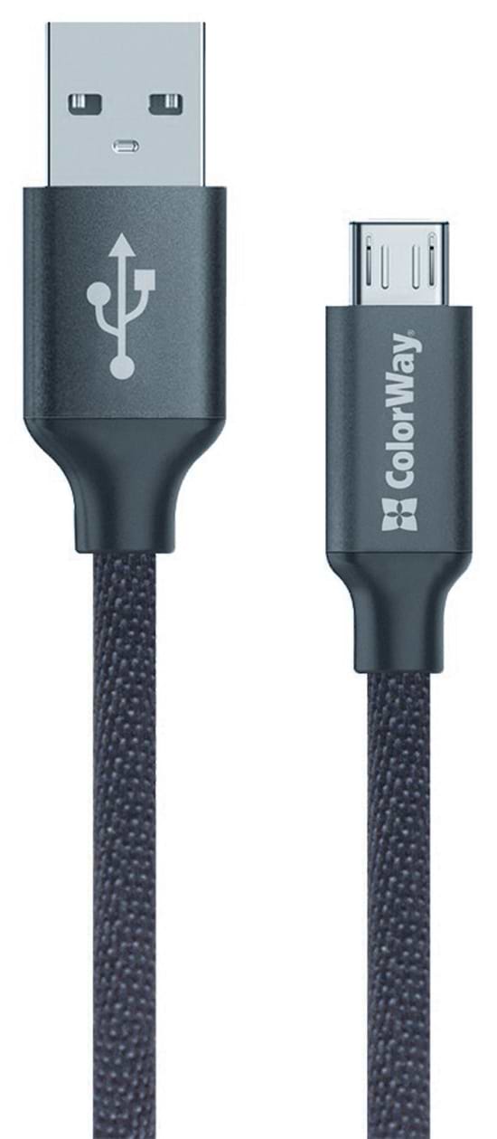 Кабель синхронізації даних Colorway USB-MicroUSB 1m Black (CW-CBUM002-BK) - Фото 1