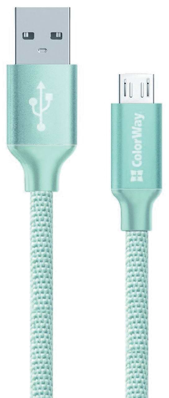 Фото - Кабель синхронізації даних Colorway USB-MicroUSB 1m Mint (CW-CBUM002-MT)
