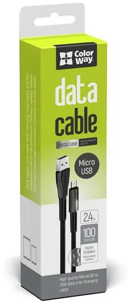 Фото - Кабель синхронізації даних Colorway USB - MicroUSB Zinc Alloy + Led 2.4А 1 м Black (CW-CBUM035-BK)