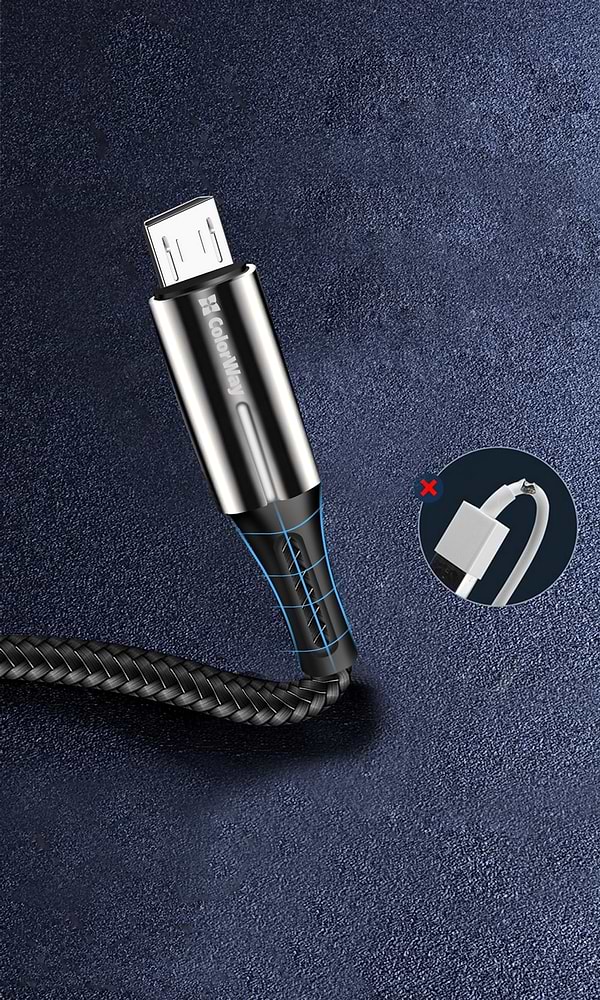 Фото - Кабель синхронізації даних Colorway USB - MicroUSB Zinc Alloy + Led 2.4А 1 м Black (CW-CBUM035-BK)