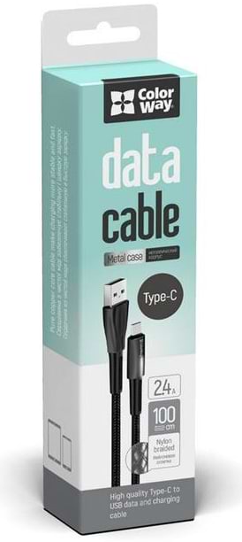 Фото - Кабель синхронизации данных Colorway USB - Type-C Zinc Alloy + Led 2.4А 1 м Black (CW-CBUC035-BK)