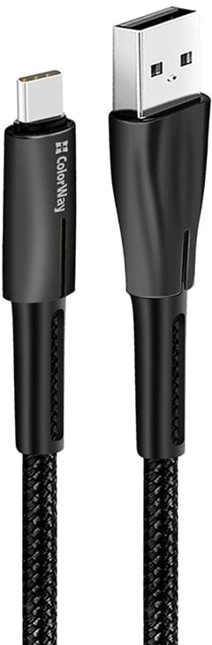 Фото - Кабель синхронизации данных Colorway USB - Type-C Zinc Alloy + Led 2.4А 1 м Black (CW-CBUC035-BK)