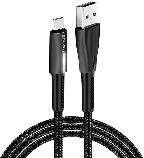Фото - Кабель синхронизации данных Colorway USB - Type-C Zinc Alloy + Led 2.4А 1 м Black (CW-CBUC035-BK)