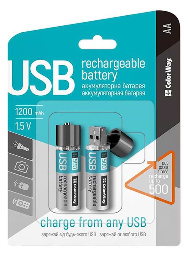 Фото - Акумулятор тип AA Colorway USB AA/HR06 BL 2 шт. (CW-UBAA-02)