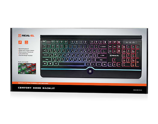 Фото - Клавіатура дротова ігрова REAL-EL Comfort 8000 Backlit Black USB