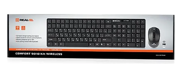Фото - Клавіатура + миша бездротова REAL-EL Comfort 9010 Kit Black USB