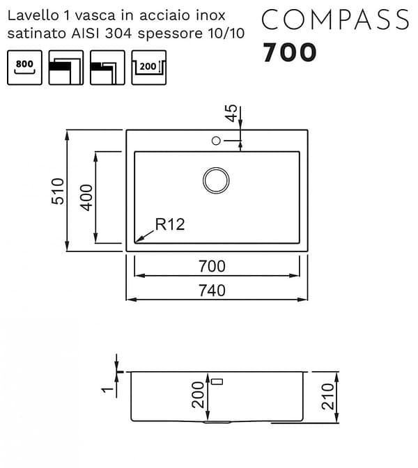 Фото - Мийка кухонна Elleci Compass 700