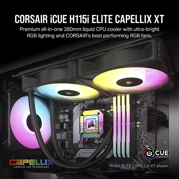 Фото - Водяная система охлаждения Corsair iCUE H115i Elite Capellix XT Liquid CPU Cooler (CW-9060069-WW)