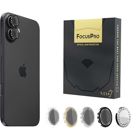 Фото - Защитное стекло для смартфона ILera FocusPro Lens for camera iPhone 16 / 16 Plus Black (iLFPBlack16)