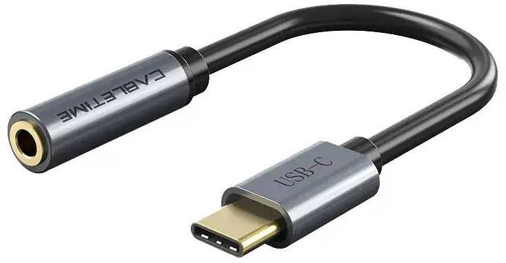 Перехідник аудіо Cabletime USB Type-C - Audio 3.5 мм (M/F) 0.15 м Black (CPA6G)
