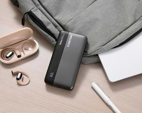 Фото - Батарея мобільна Canyon OnPower 240 PB-240 25000mAh PD140W Display Dark Grey (CNS-CPB240)