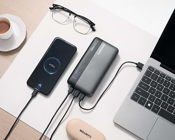 Фото - Батарея мобільна Canyon OnPower 240 PB-240 25000mAh PD140W Display Dark Grey (CNS-CPB240)