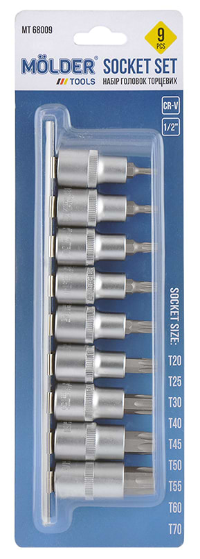 Набор торцевых головок Molder 1/2 CR-V 9 шт. (MT68009)