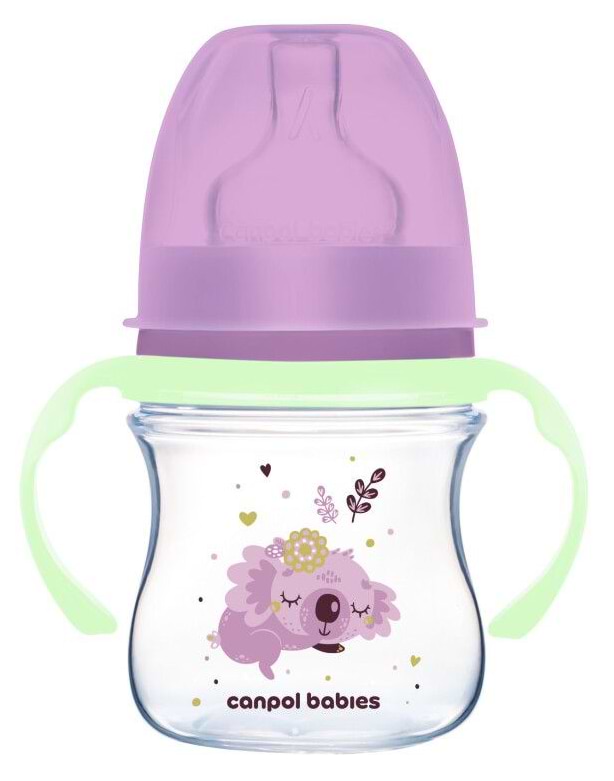 Пляшка для годування Canpol babies з широким отвором антиколікова Easystart Sleepy Koala 120 мл рожева (35/236_pin)