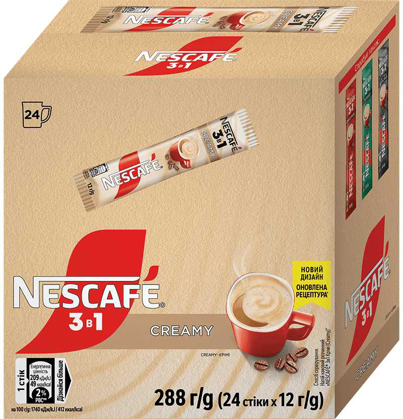 Кава розчинна Nescafe 3в1 Creamy 24 стіки по 12 г