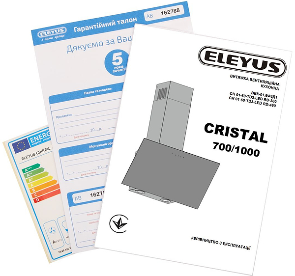 Фото - Вытяжка декоративная ELEYUS CRISTAL 1000 LED 60 WH