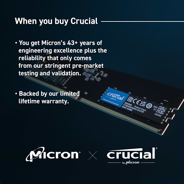 Фото - Память DDR Crucial Micron 16GB DDR5-4800 (CT2K8G48C40U5)