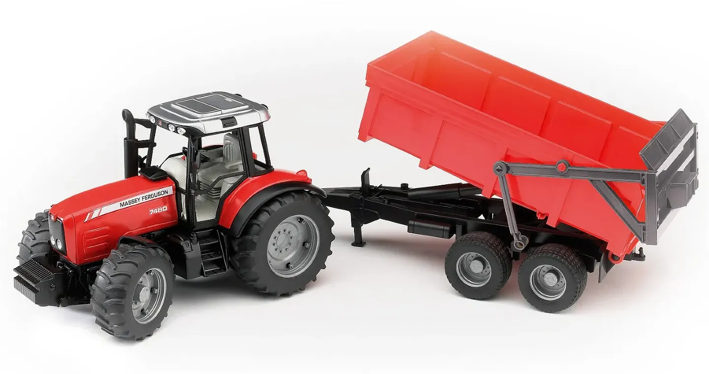 Наземная спецтехника BRUDER Трактор Massey Ferguson 7480 c прицепом, М1:16 (02045)